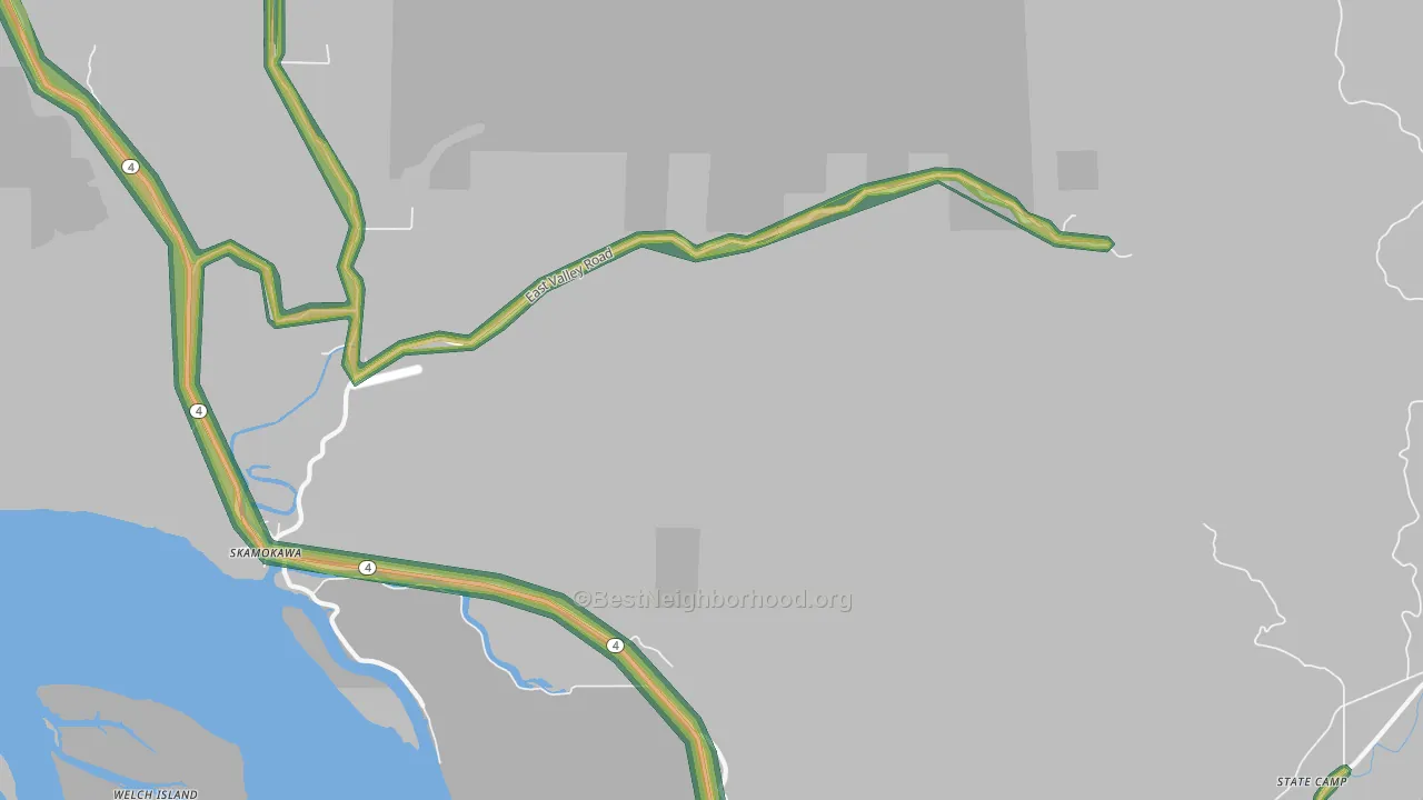 Skamokawa Valley, WA Map of Noise Levels in Skamokawa Valley