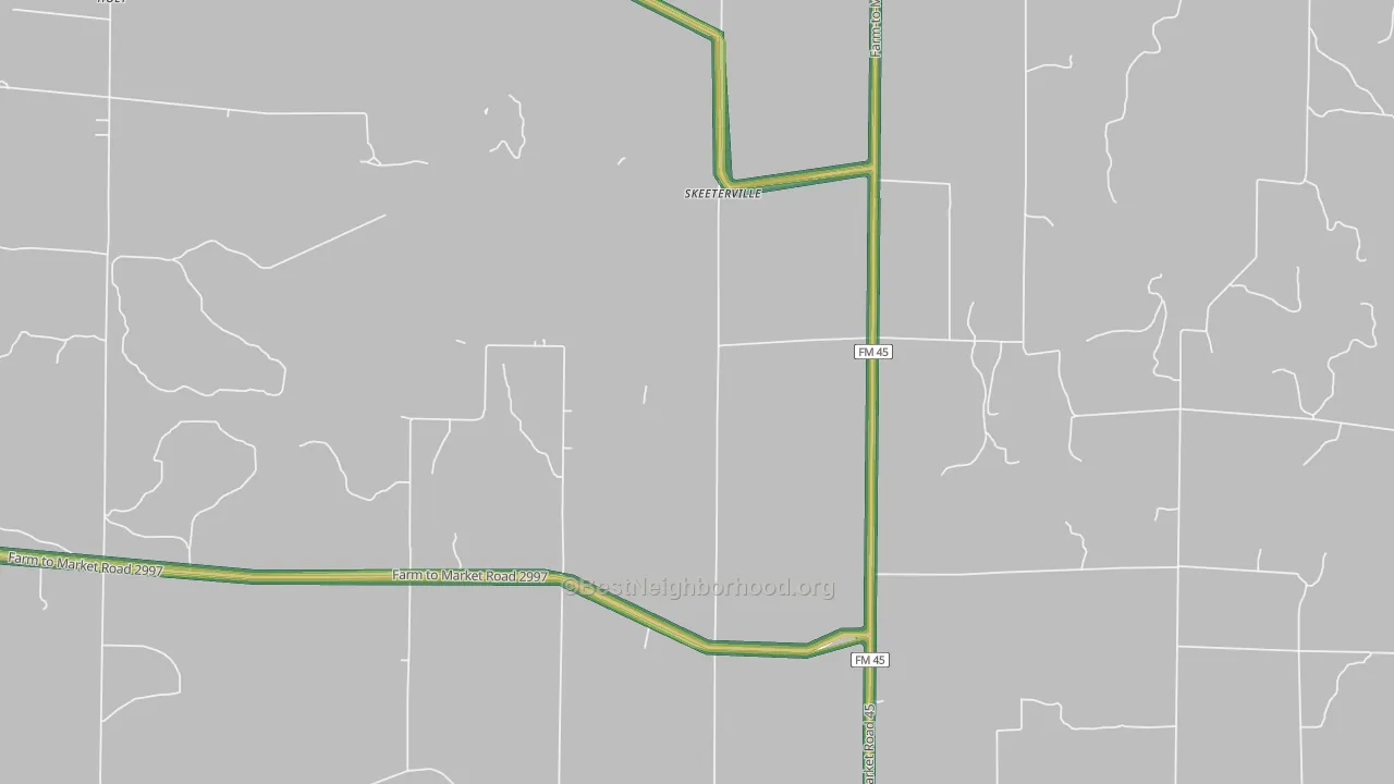 Skeeterville, TX Map of Noise Levels in Skeeterville
