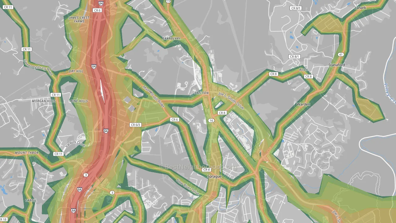 Skelton, WV Map of Noise Levels in Skelton