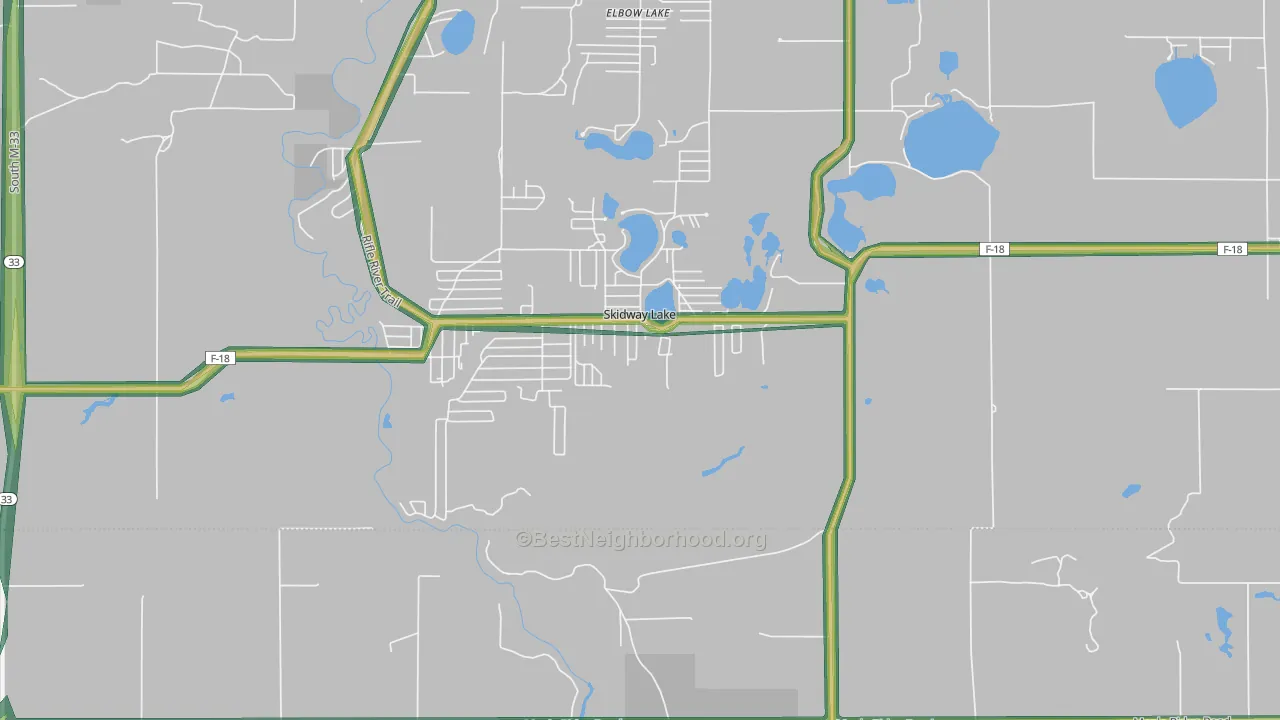 Skidway Lake, MI Map of Noise Levels in Skidway Lake