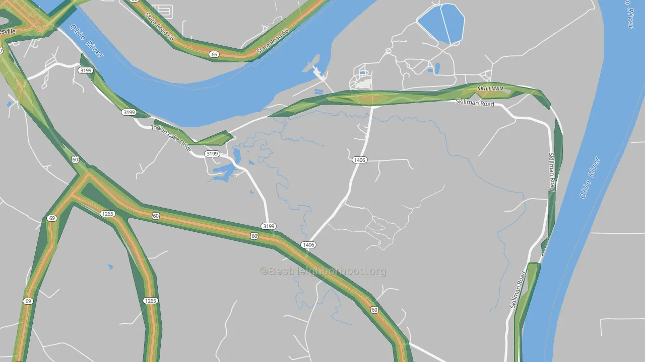Skillman, KY Map of Noise Levels in Skillman