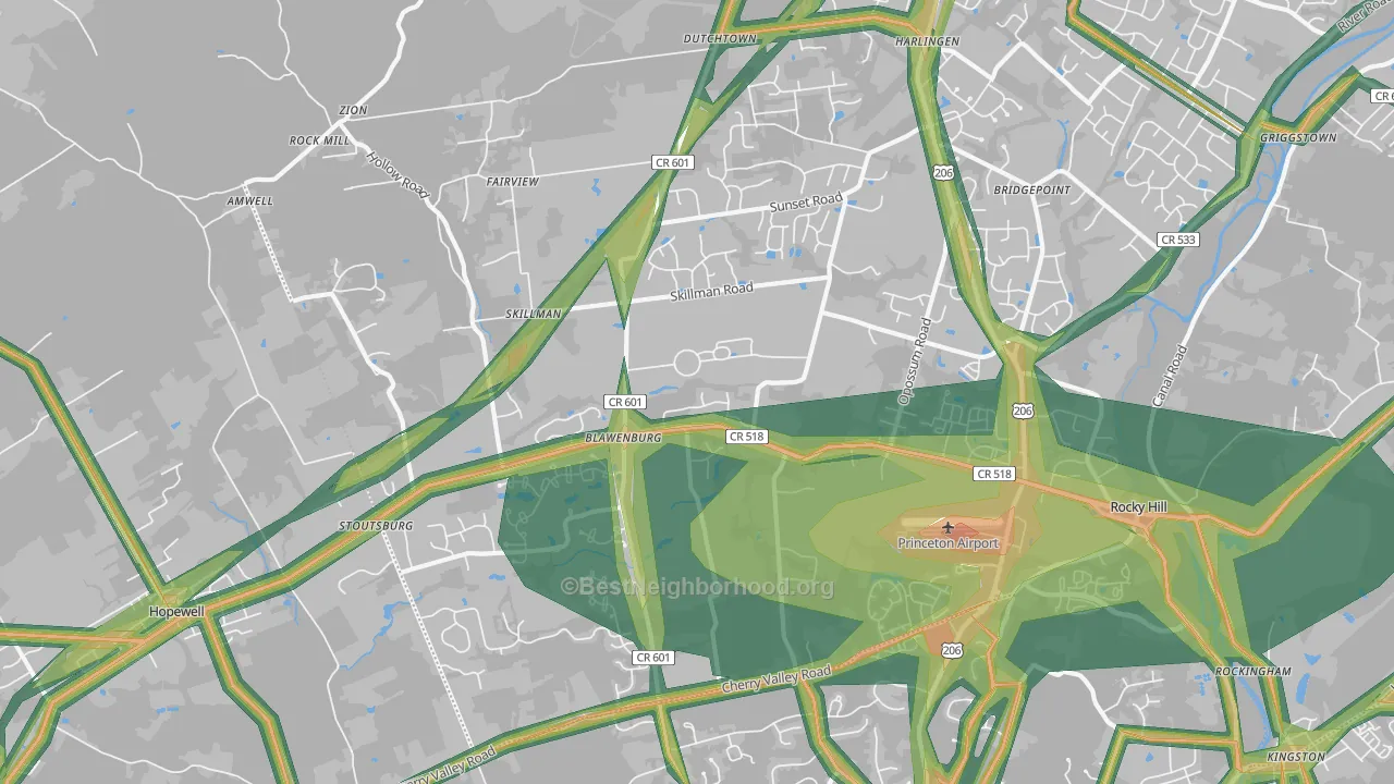Skillman, NJ Map of Noise Levels in Skillman