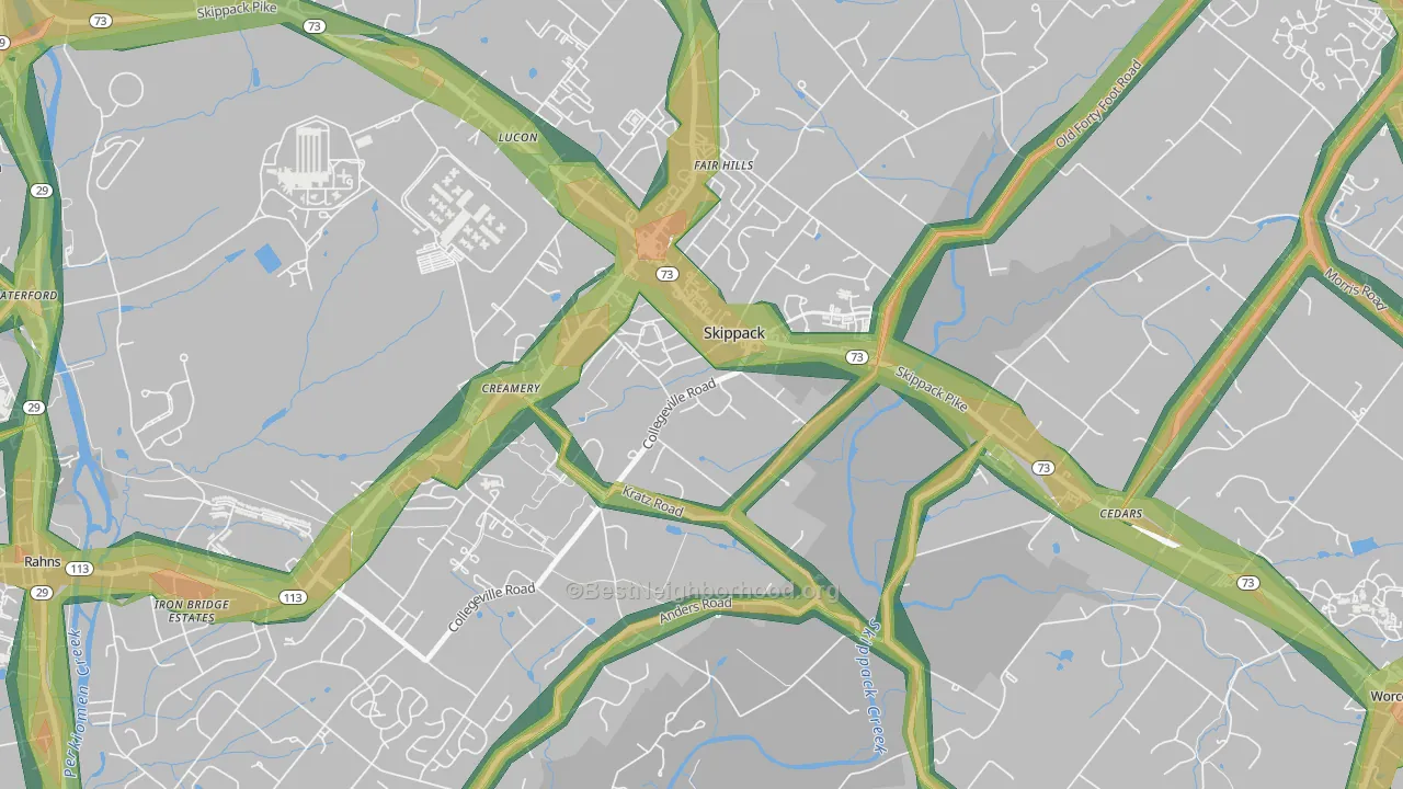 Skippack, PA Map of Noise Levels in Skippack