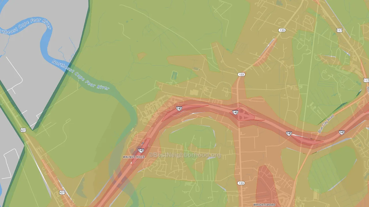 Skippers Corner, NC Map of Noise Levels in Skippers Corner
