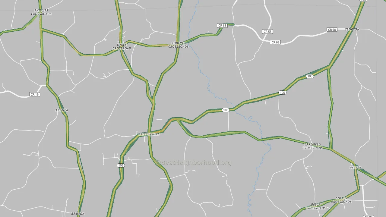 Skipperville, AL Map of Noise Levels in Skipperville