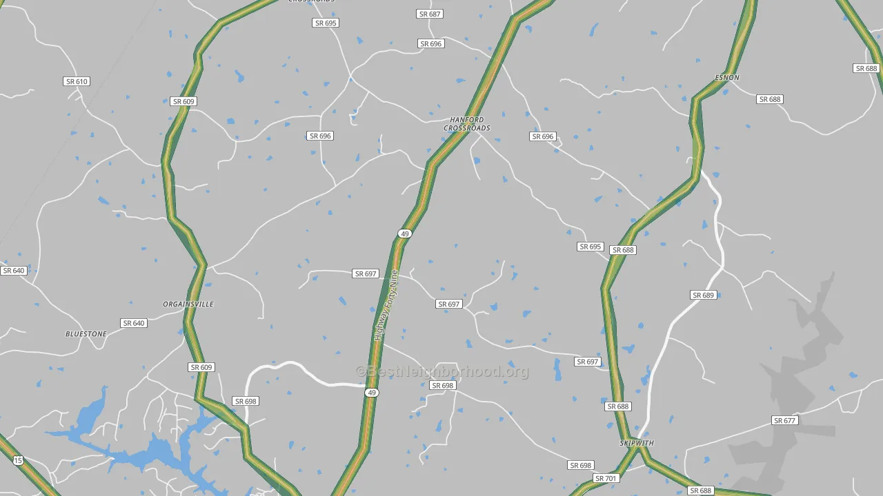 Skipwith, VA Map of Noise Levels in Skipwith