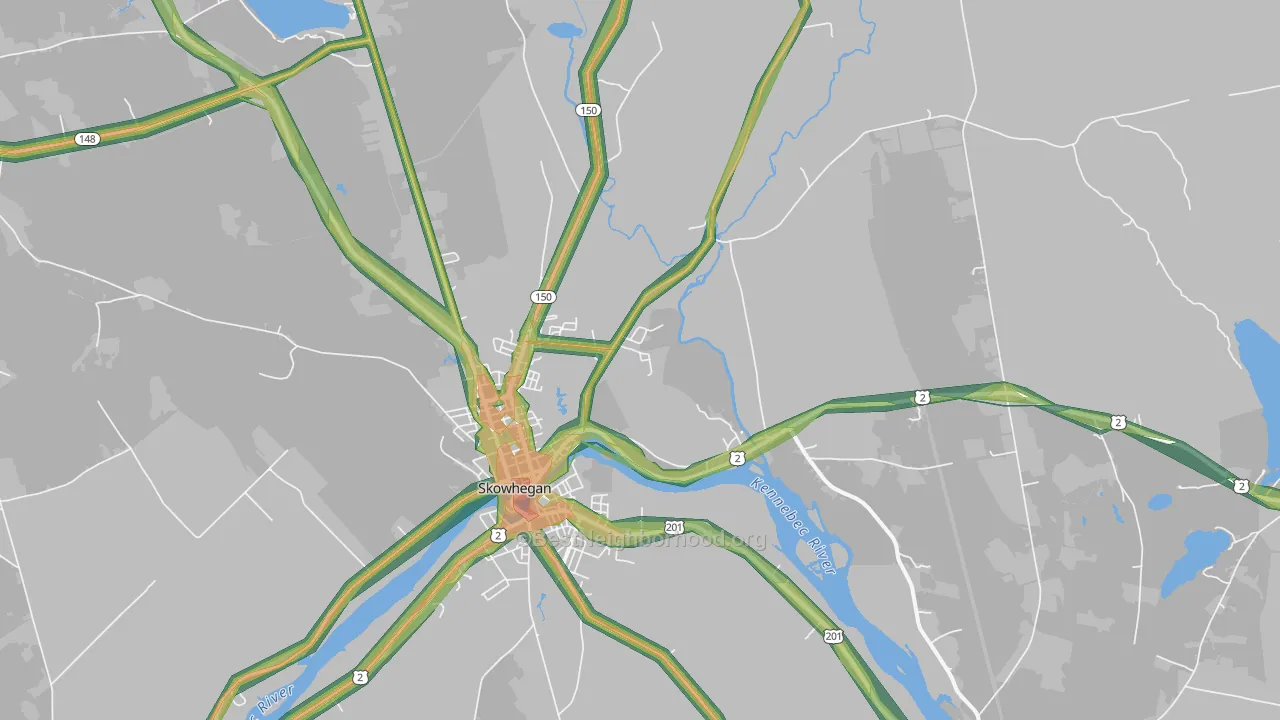 Skowhegan, ME Map of Noise Levels in Skowhegan