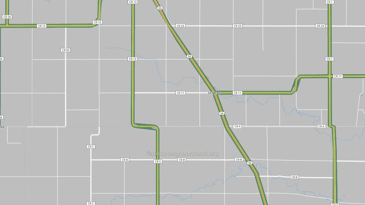 Skyburg, MN Map of Noise Levels in Skyburg