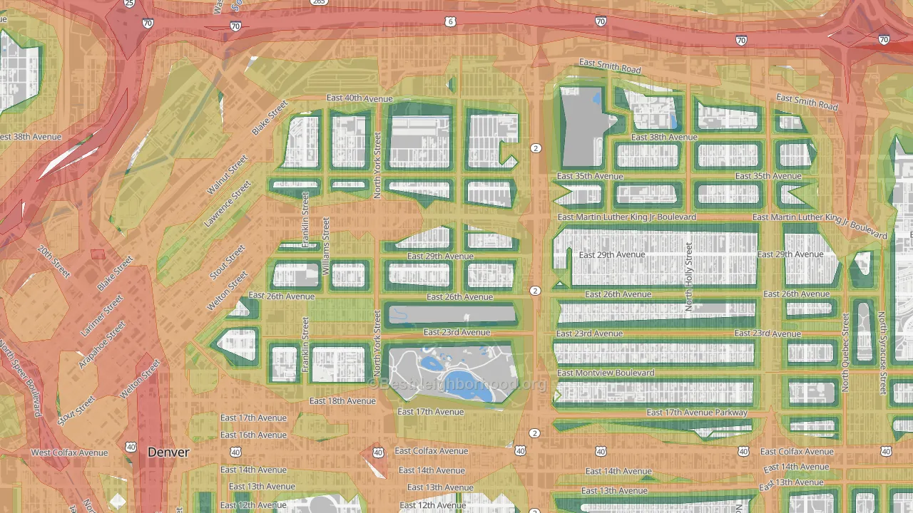 Skyland, Denver, CO Map of Noise Levels in Skyland