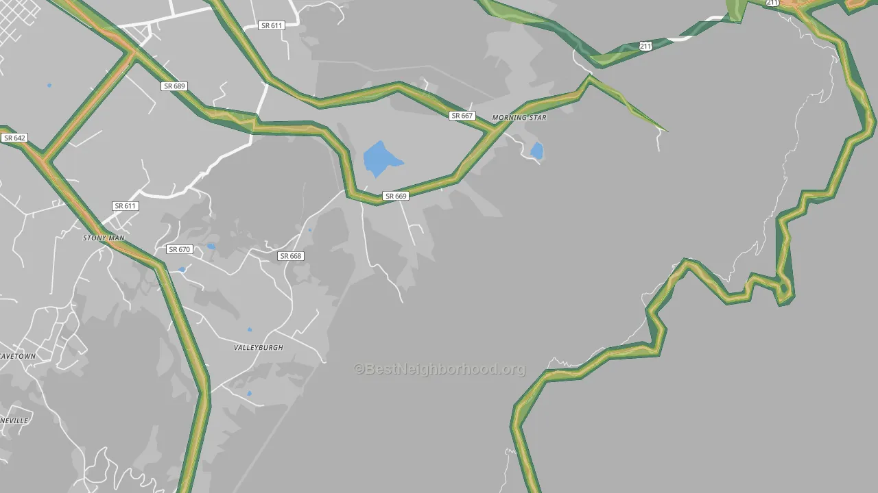 Skyland, VA Map of Noise Levels in Skyland