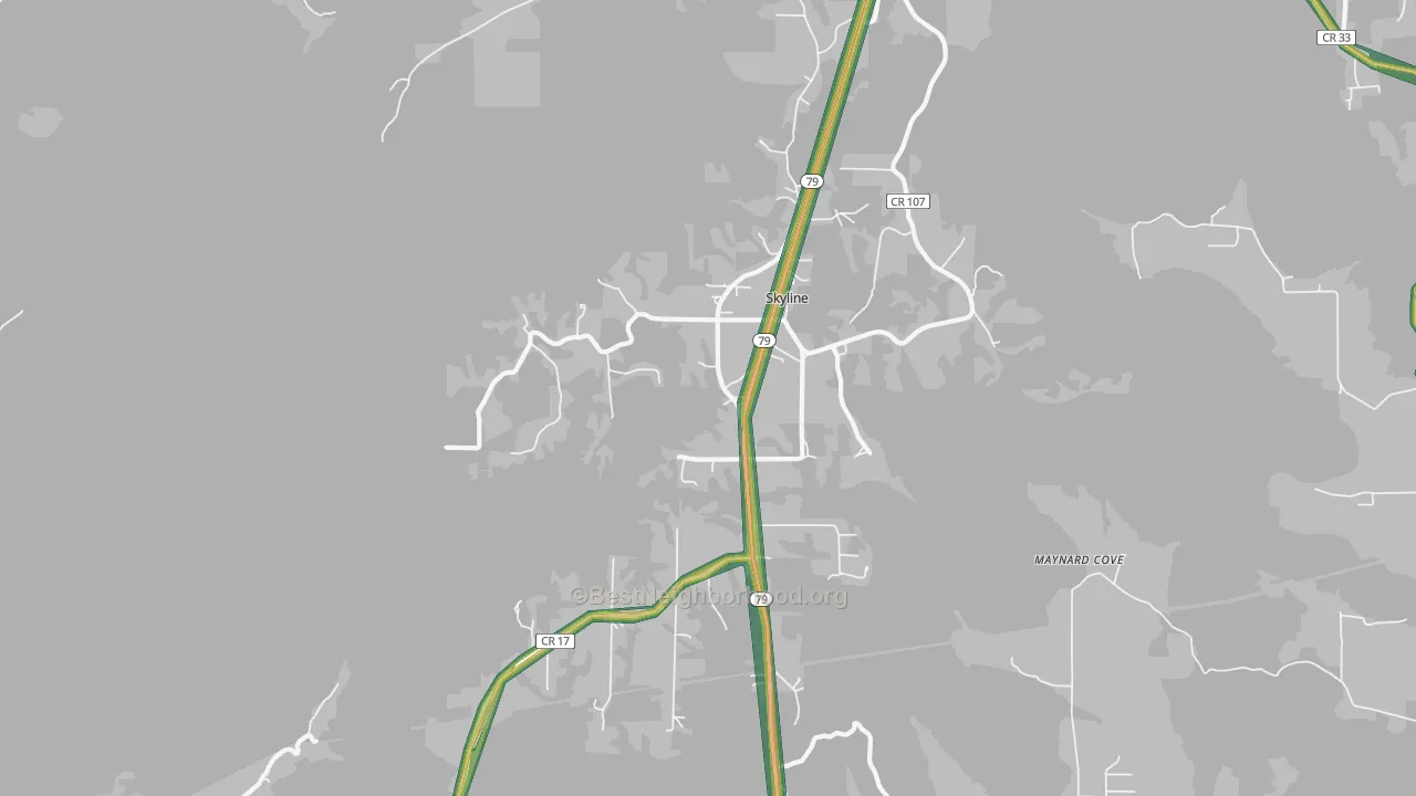 Skyline, AL Map of Noise Levels in Skyline