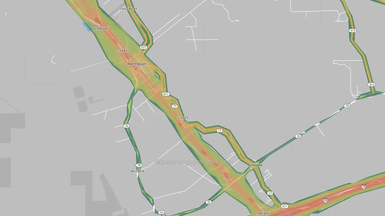 Slacks, LA Map of Noise Levels in Slacks