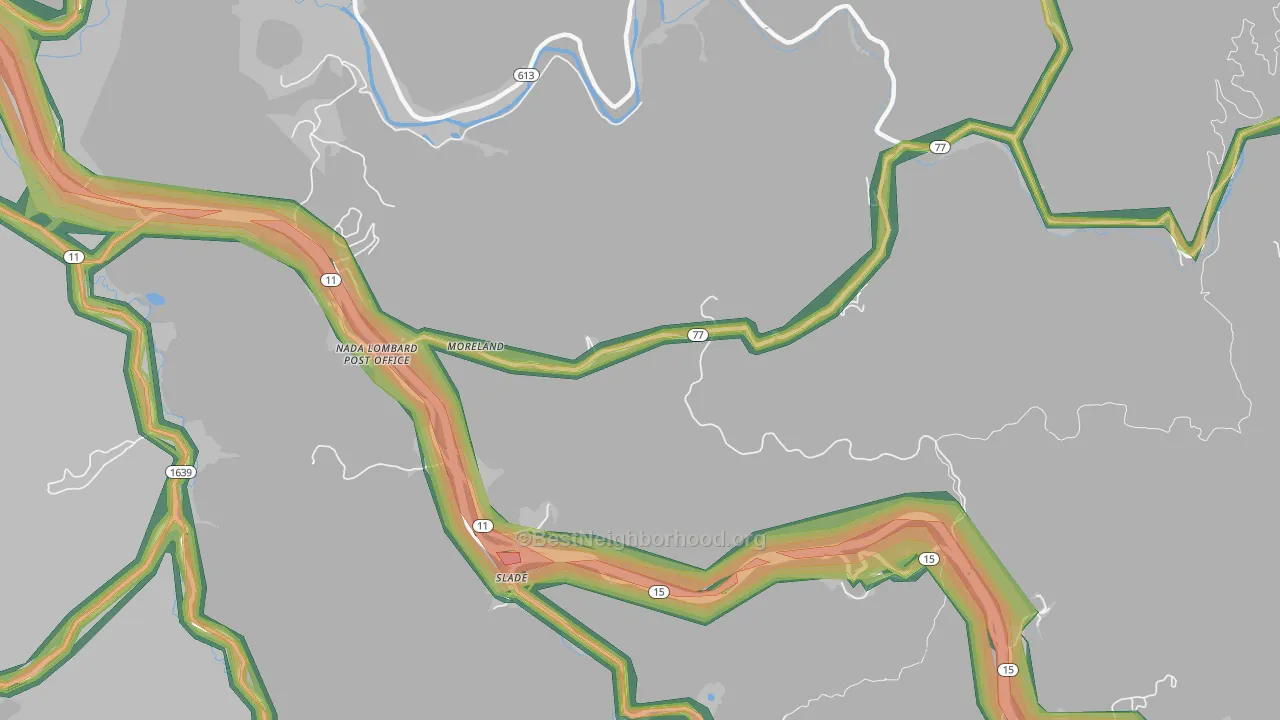 Slade, KY Map of Noise Levels in Slade