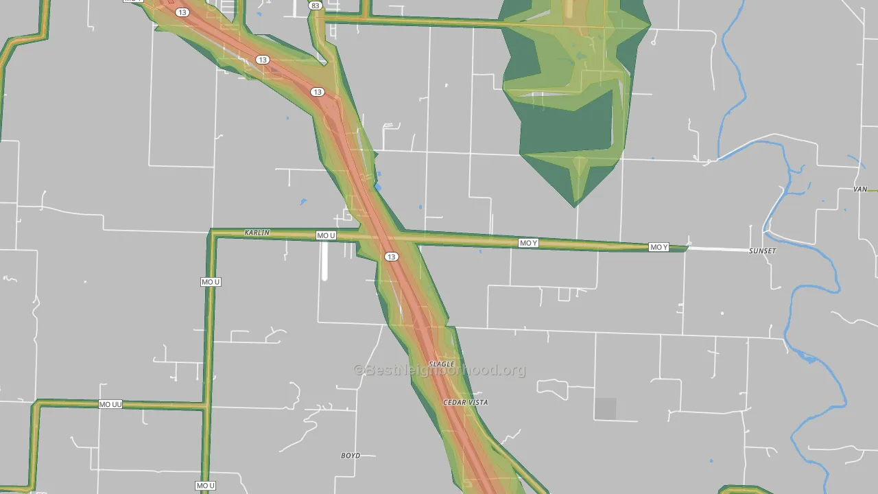 Slagle, MO Map of Noise Levels in Slagle