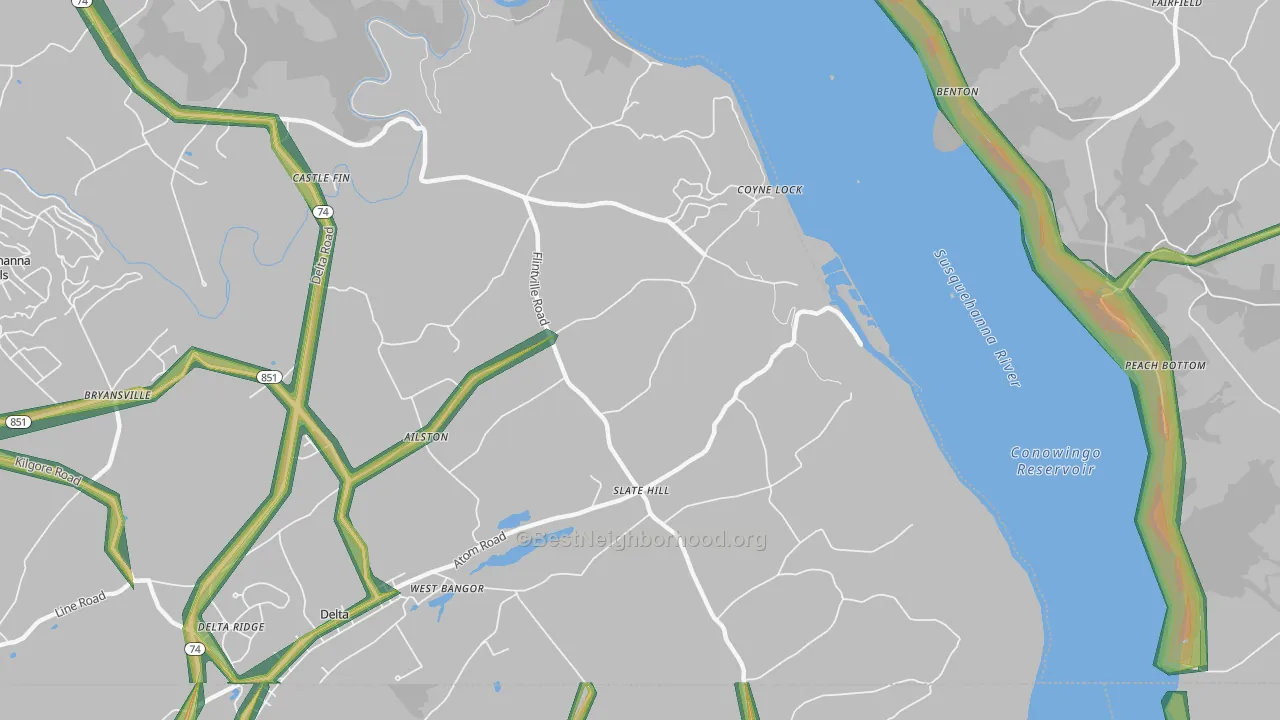 Slate Hill, PA Map of Noise Levels in Slate Hill