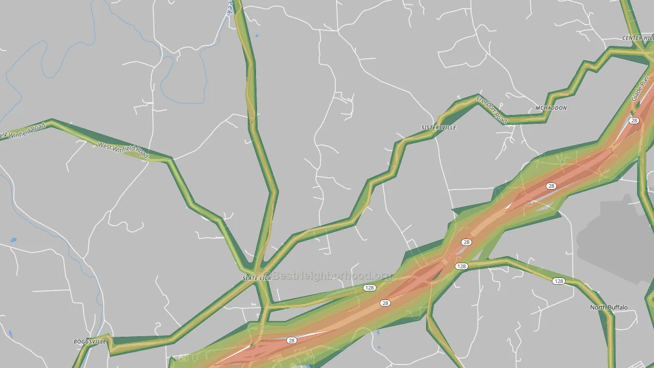 Slate Lick, PA Map of Noise Levels in Slate Lick