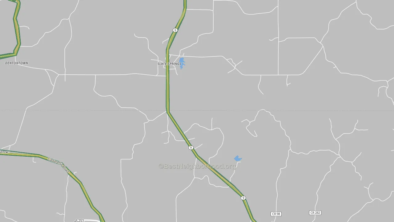Slate Springs, MS Map of Noise Levels in Slate Springs