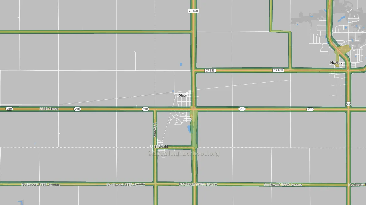 Slater, IA Map of Noise Levels in Slater