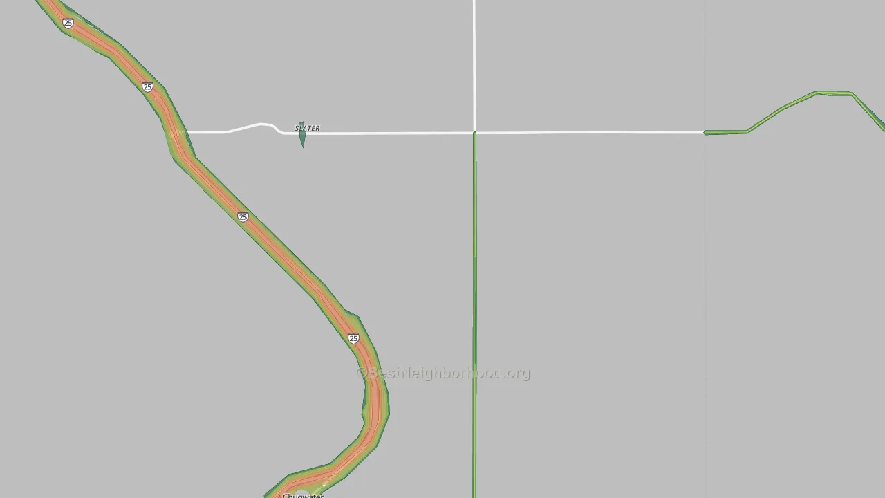 Slater, WY Map of Noise Levels in Slater