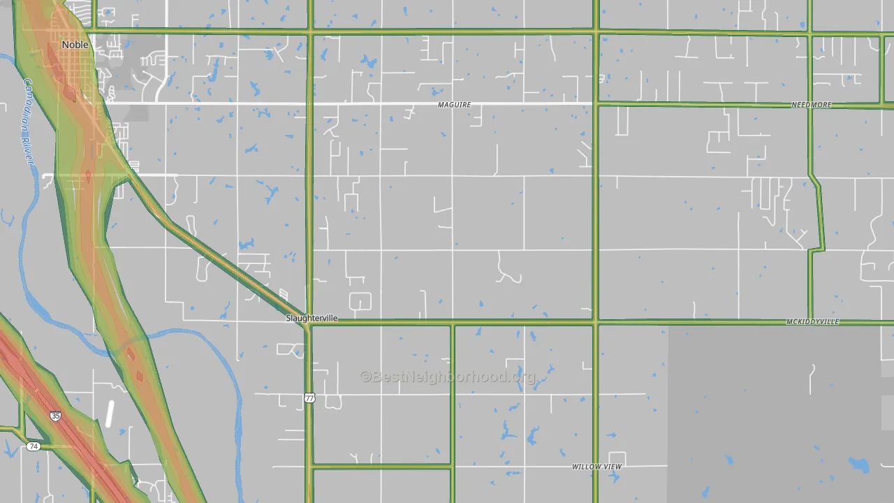 Slaughterville, OK Map of Noise Levels in Slaughterville