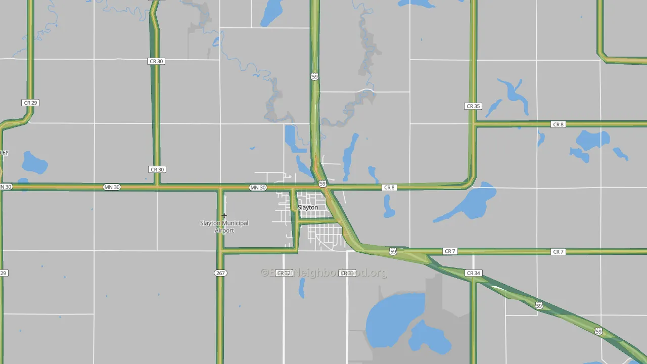 Slayton, MN Map of Noise Levels in Slayton