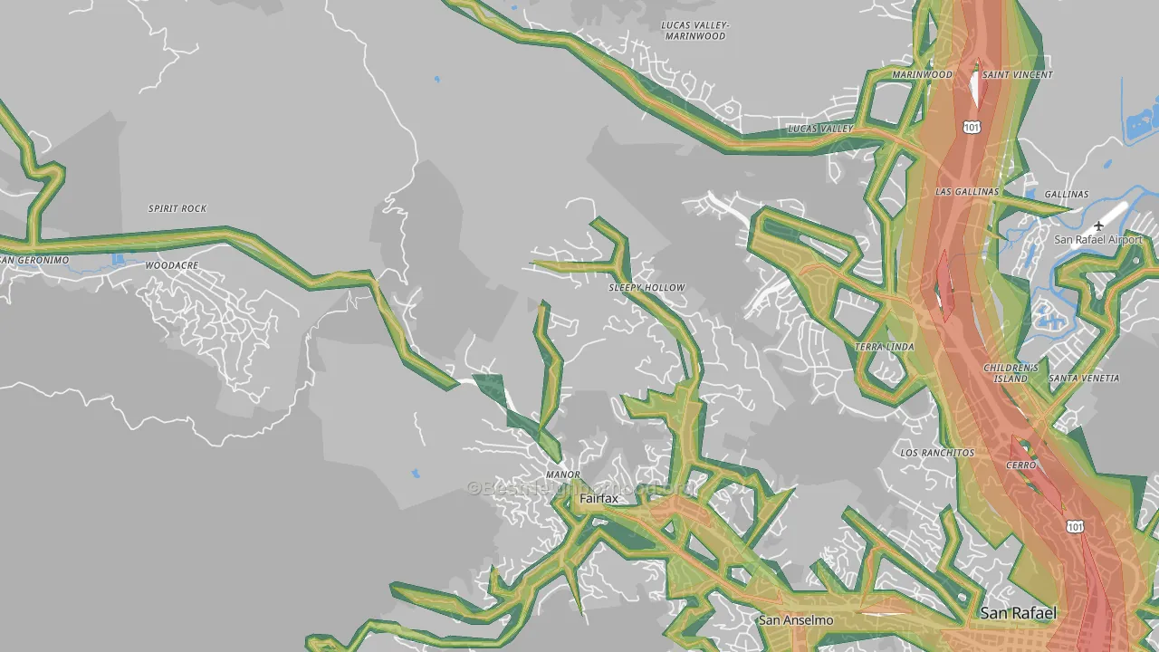 Sleepy Hollow, CA Map of Noise Levels in Sleepy Hollow