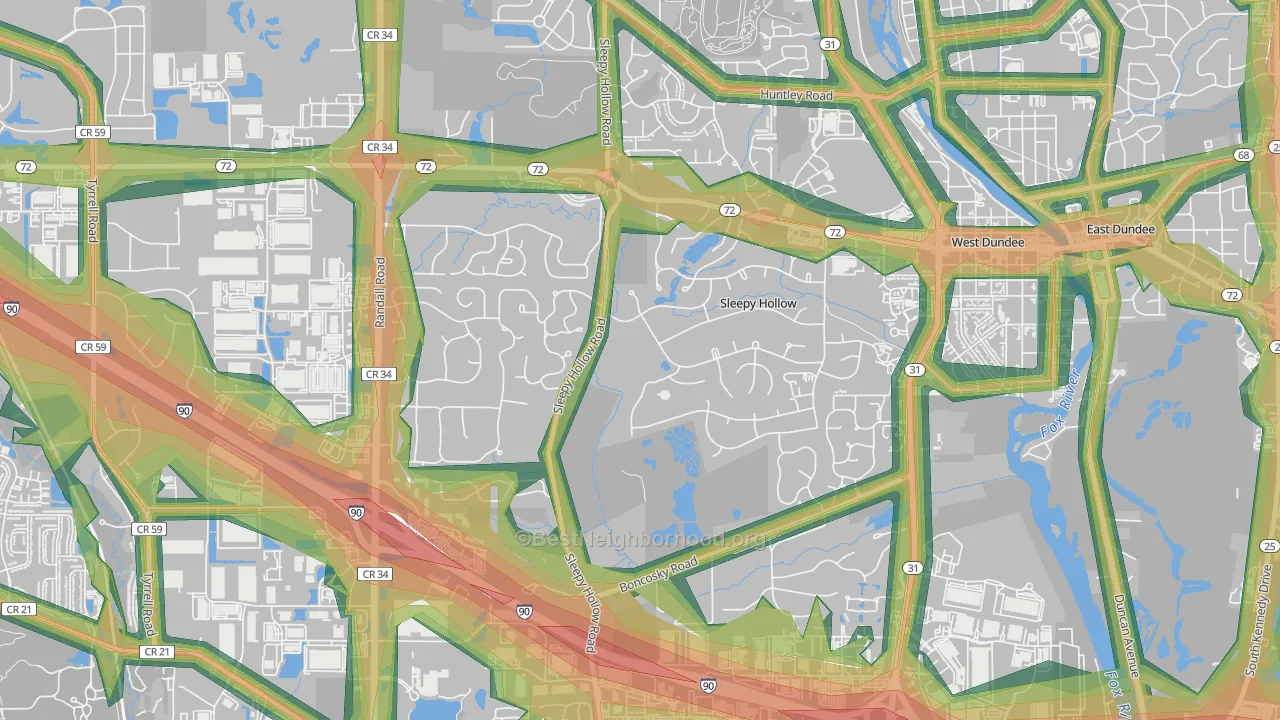 Sleepy Hollow, IL Map of Noise Levels in Sleepy Hollow