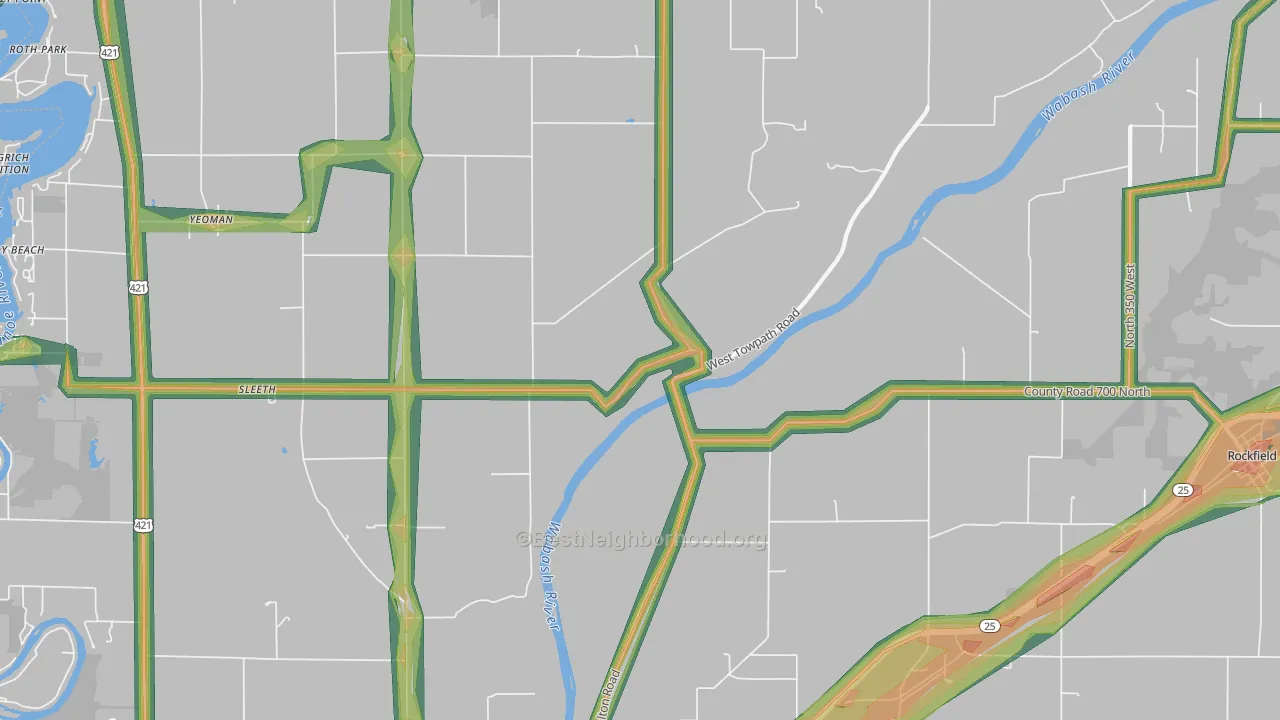 Sleeth, IN Map of Noise Levels in Sleeth