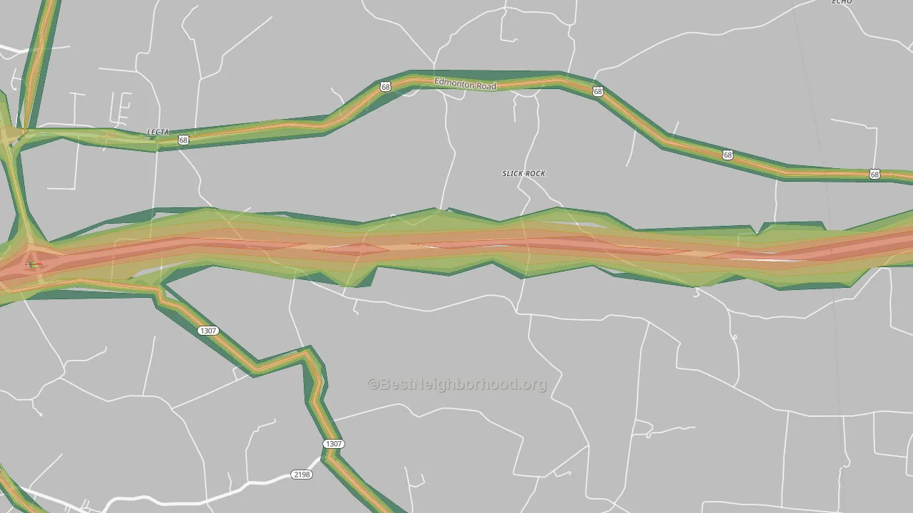 Slick Rock, KY Map of Noise Levels in Slick Rock