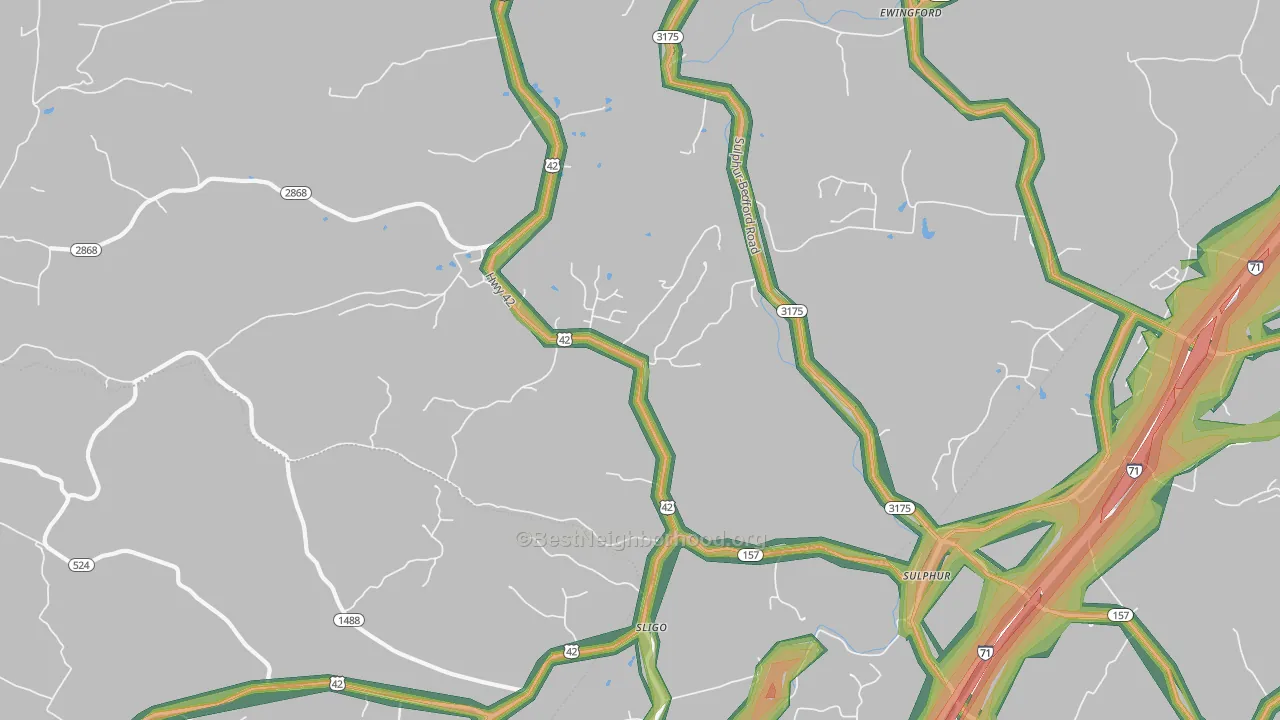 Sligo, KY Map of Noise Levels in Sligo