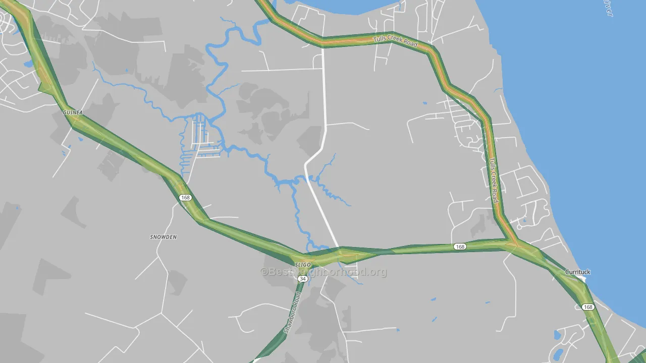Sligo, NC Map of Noise Levels in Sligo