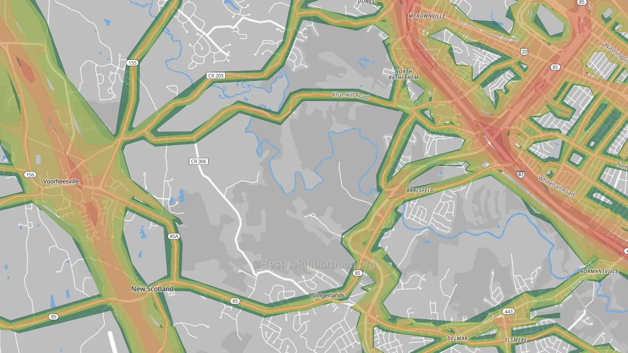 Slingerlands, NY Map of Noise Levels in Slingerlands