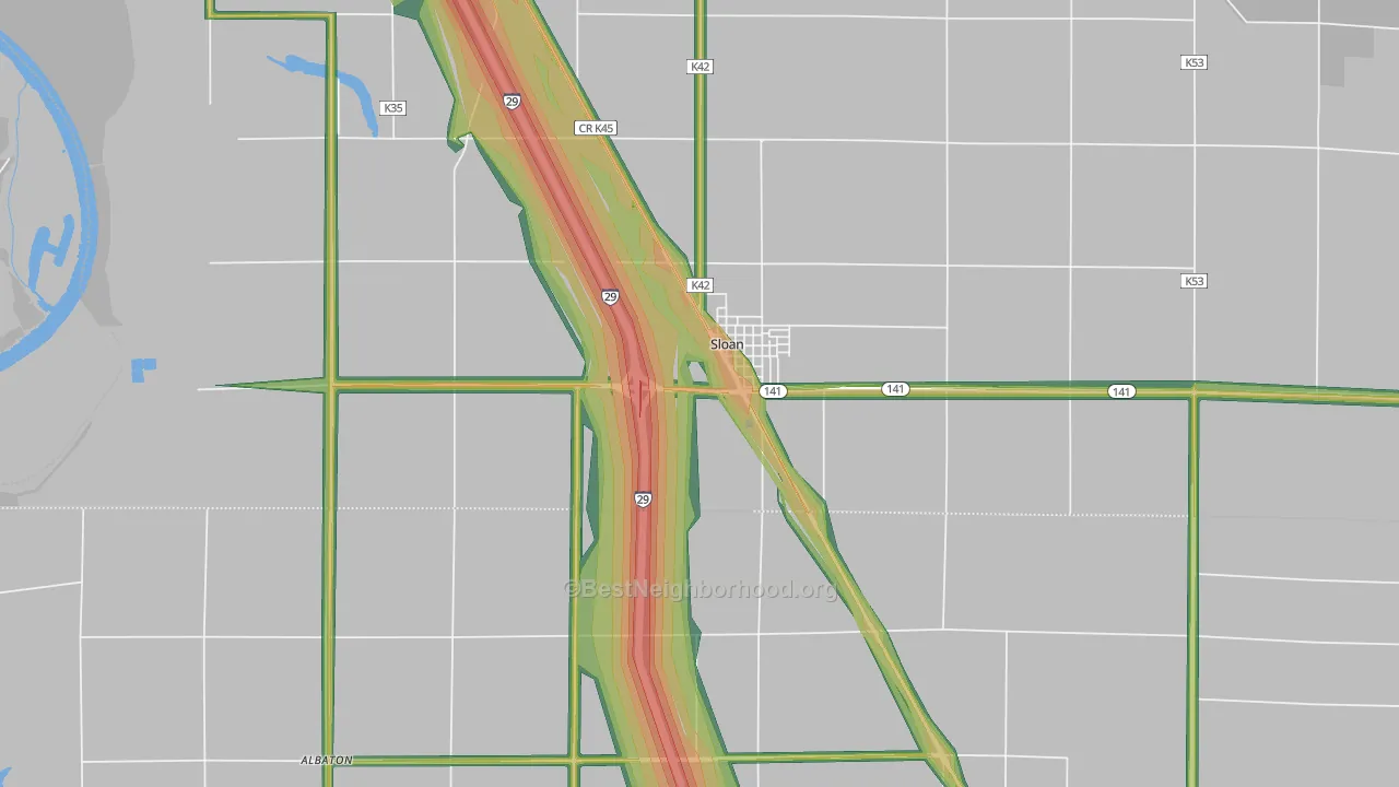 Sloan, IA Map of Noise Levels in Sloan
