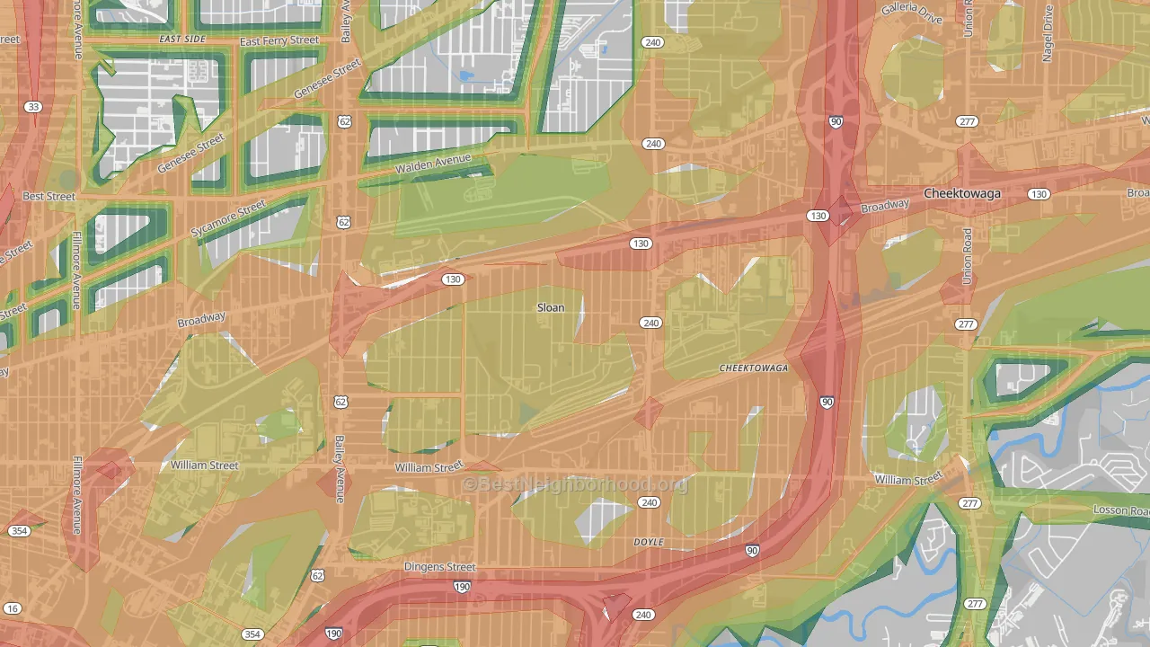 Sloan, NY Map of Noise Levels in Sloan