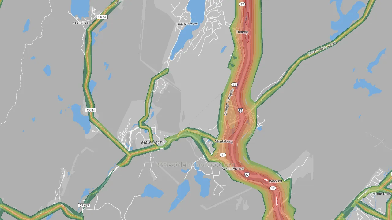 Sloatsburg, NY Map of Noise Levels in Sloatsburg