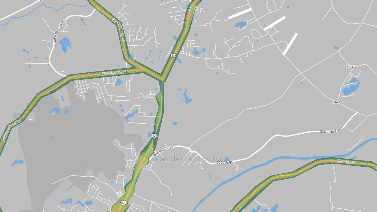 Slocomb, NC Map of Noise Levels in Slocomb