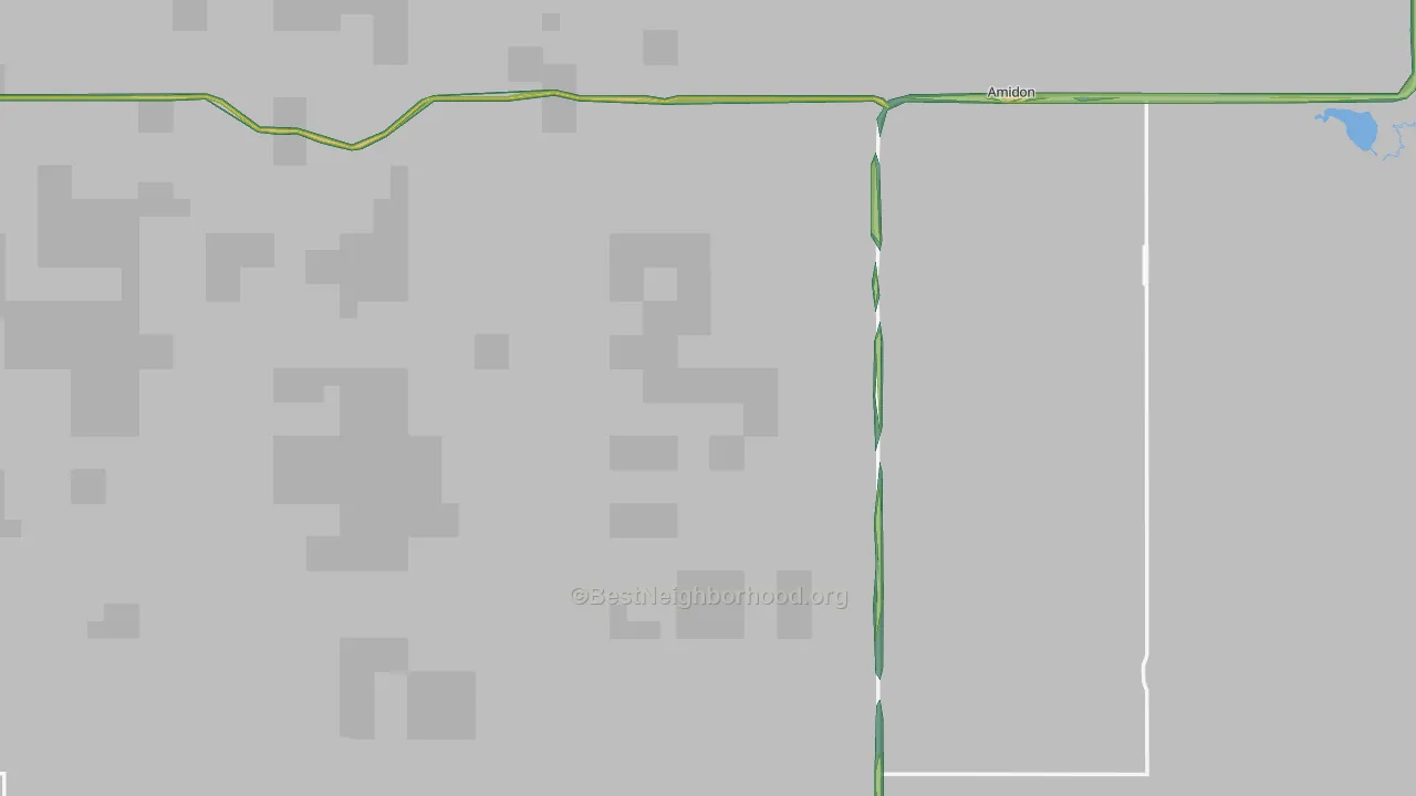Slope County, ND Map of Noise Levels in Slope County