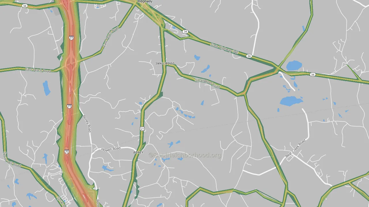 Smallwood, SC Map of Noise Levels in Smallwood
