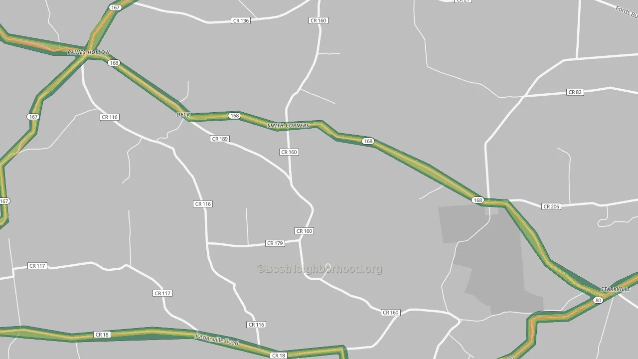Smith Corners, NY Map of Noise Levels in Smith Corners