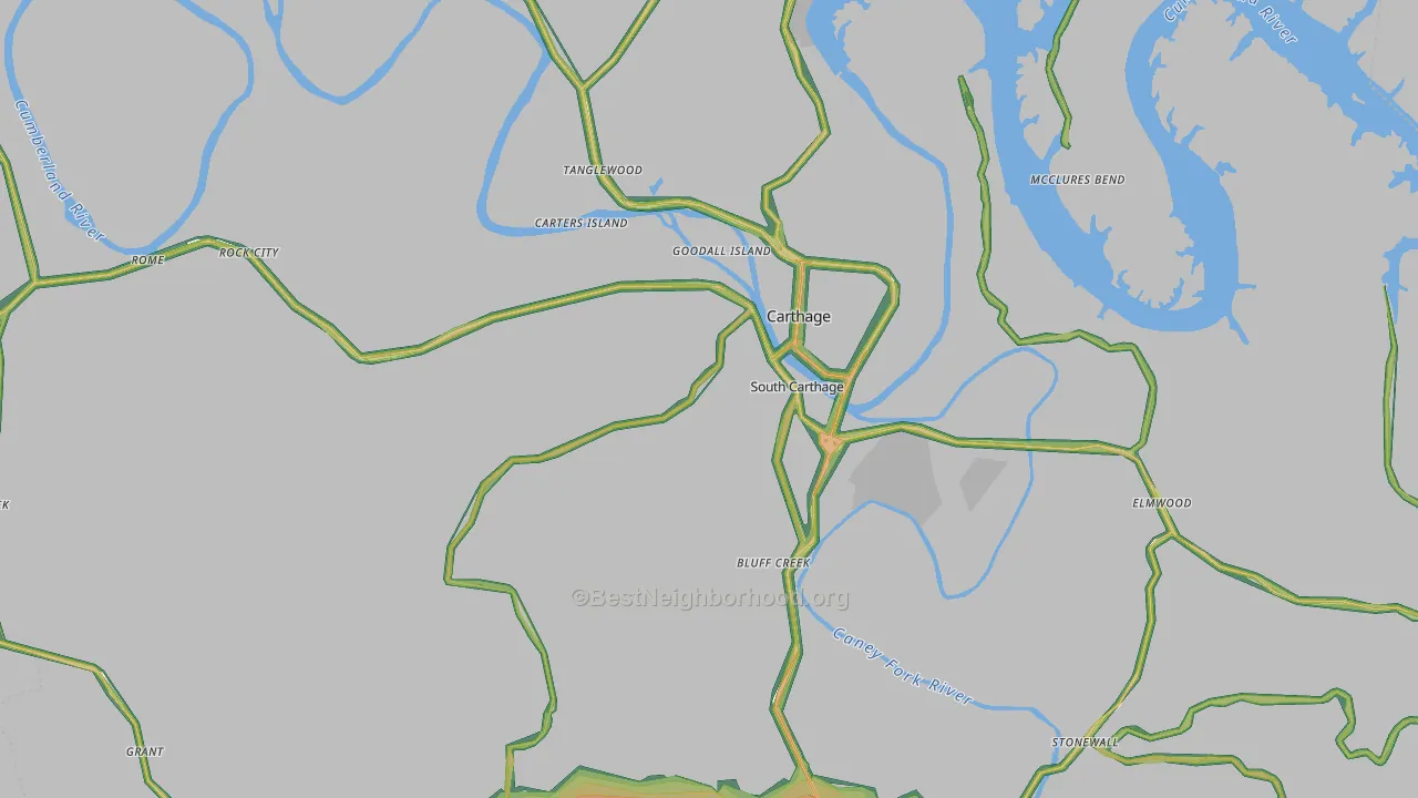 Smith County, TN Map of Noise Levels in Smith County