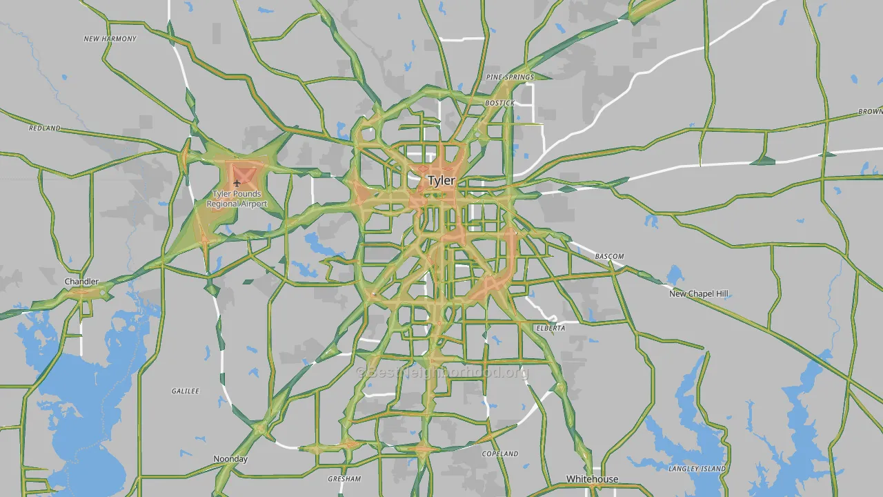 Smith County, TX Map of Noise Levels in Smith County
