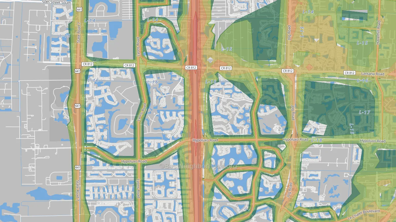 Smith Dairy West, Lake Worth, FL Map of Noise Levels in Smith Dairy West