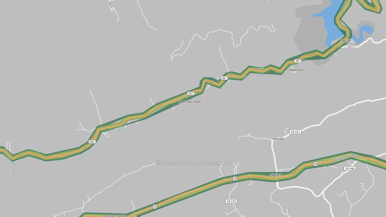 Smith, KY Map of Noise Levels in Smith
