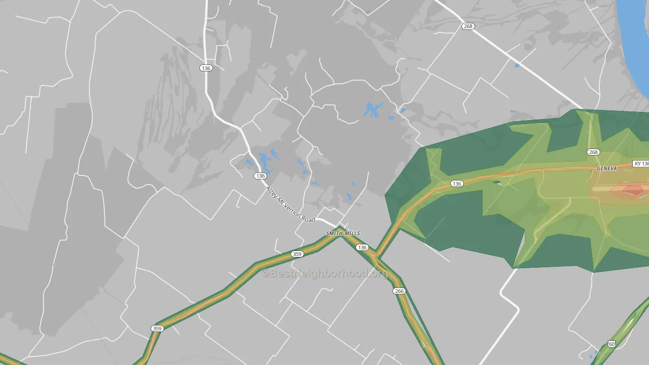 Smith Mills, KY Map of Noise Levels in Smith Mills