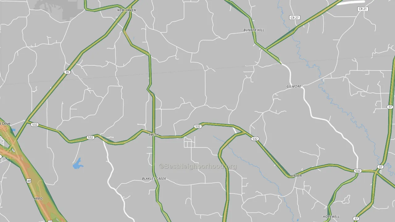 Smith, MS Map of Noise Levels in Smith