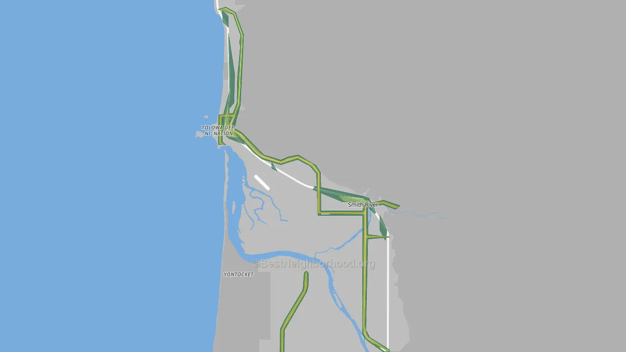 Smith River, CA Map of Noise Levels in Smith River