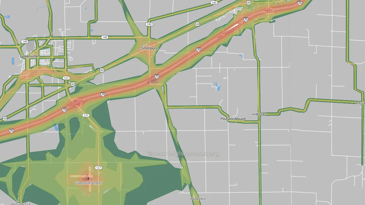 Smithboro, IL Map of Noise Levels in Smithboro