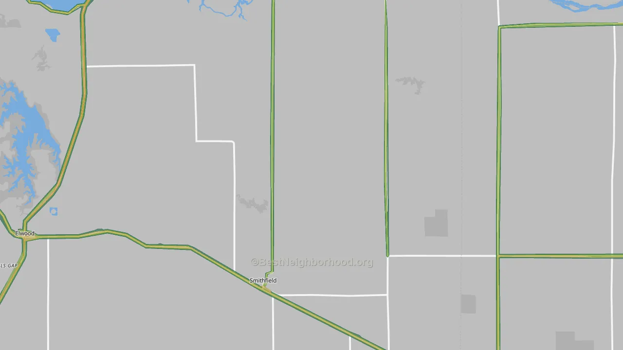 Smithfield, NE Map of Noise Levels in Smithfield