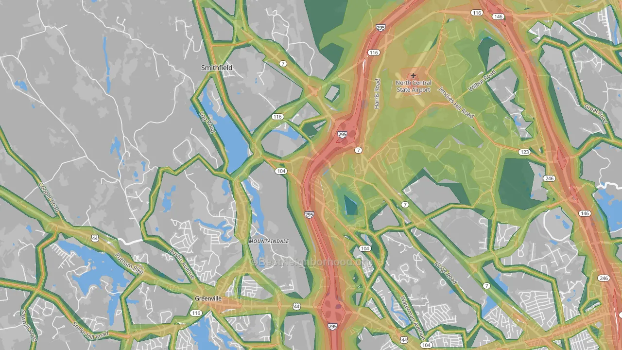 Smithfield, RI Map of Noise Levels in Smithfield