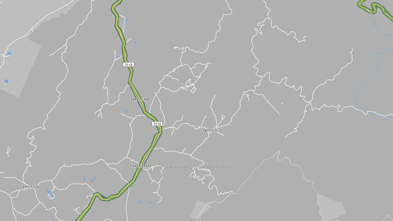 Smithfield, TN Map of Noise Levels in Smithfield